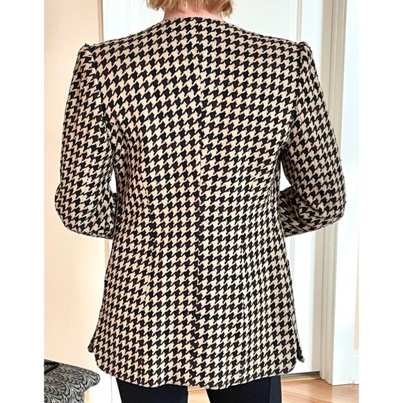Carlisle Vintage Houndstooth Wool Blend Blazer Womens Sz 6 Jacket Professional - Picture 2 of 12